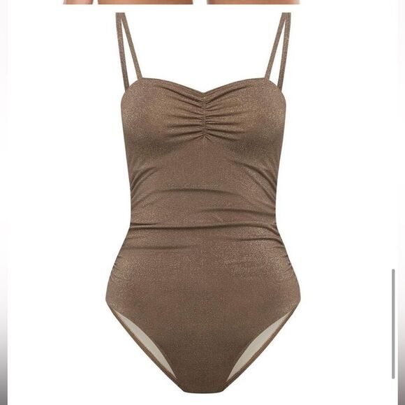 Peony gold swimsuit size 10AU / US6 ruched lined top - Picture 4 of 14